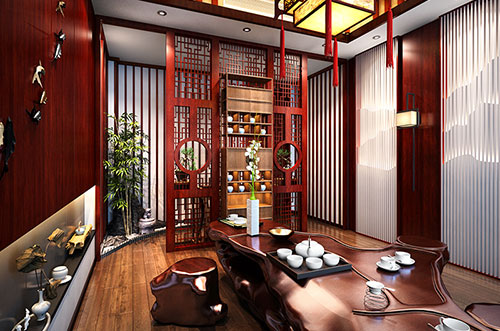 浙江舟山劉總50平辦公室茶室古典風格設(shè)計